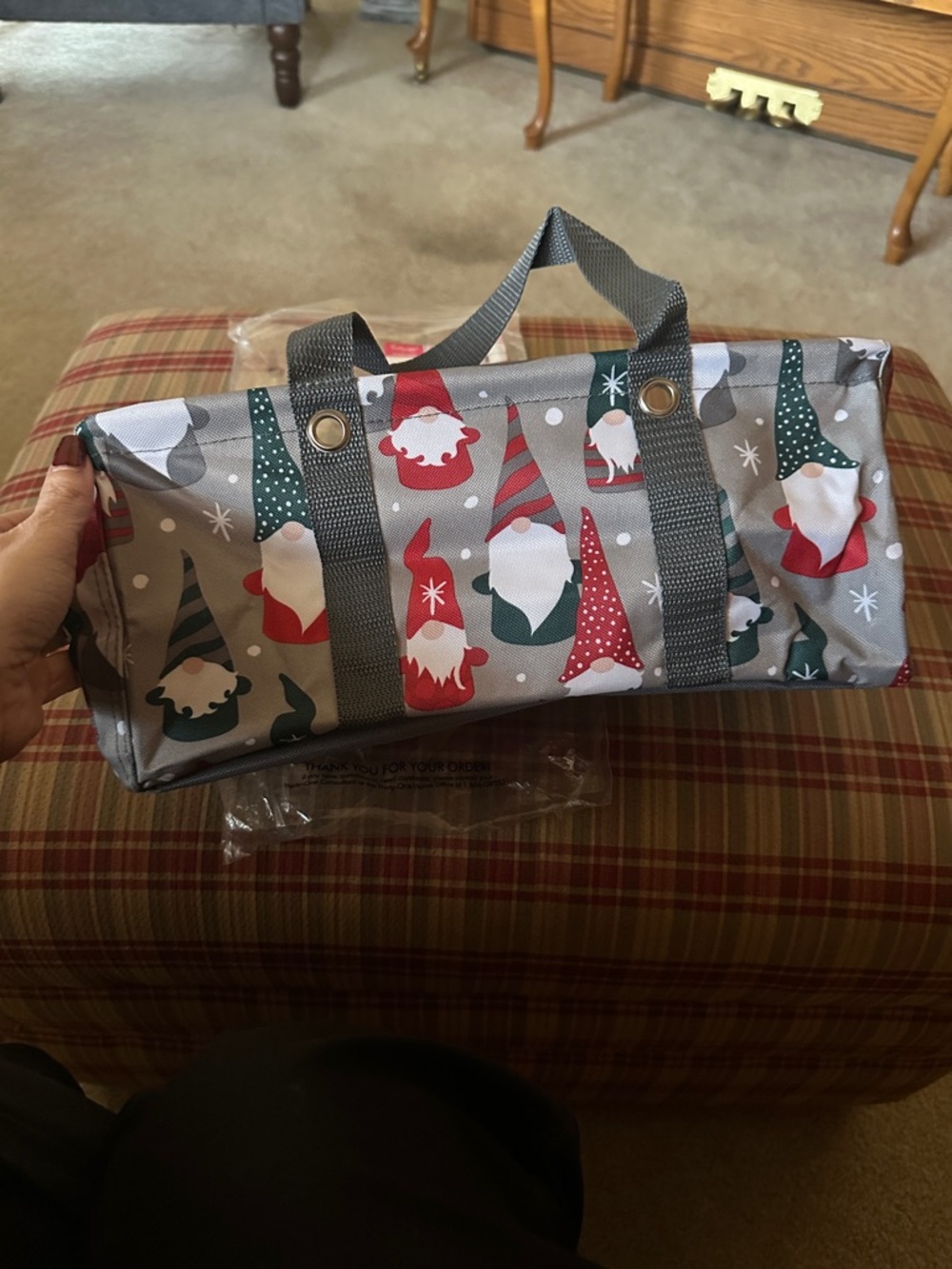RARE Thirty one Gnome for the Holidays Tiny Tote- 31 Christmas tote- Gnomes NIP
